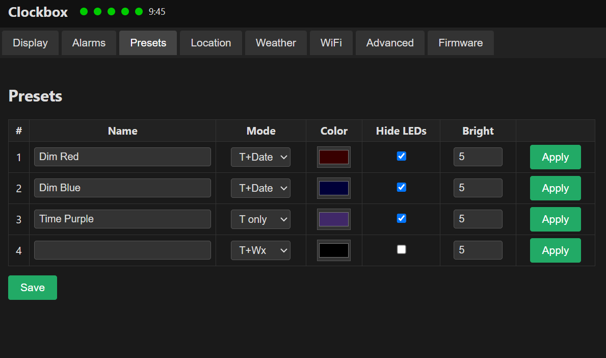 Presets